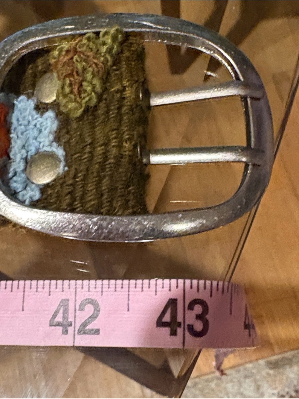 Embroidered Olive Floral Women’s Belt - Boho Multicolor - Picture 4 of 8